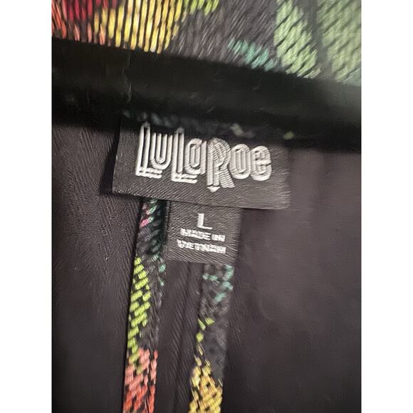LuLaRoe Supply Size Large Hooded Jacket Canvas Floral Black Open Cardigan #5146 - Picture 13 of 14